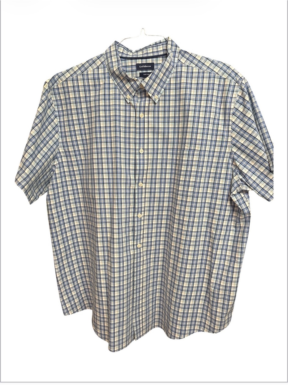 ✔️Croft & Barrow Men's Short Sleeve Plaid Button Down Shirt 2XLB